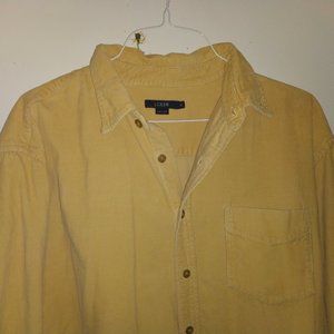 J.Crew Men's XL Long Sleeve Pocket Button Down Shirt Yellow Corduroy heavy